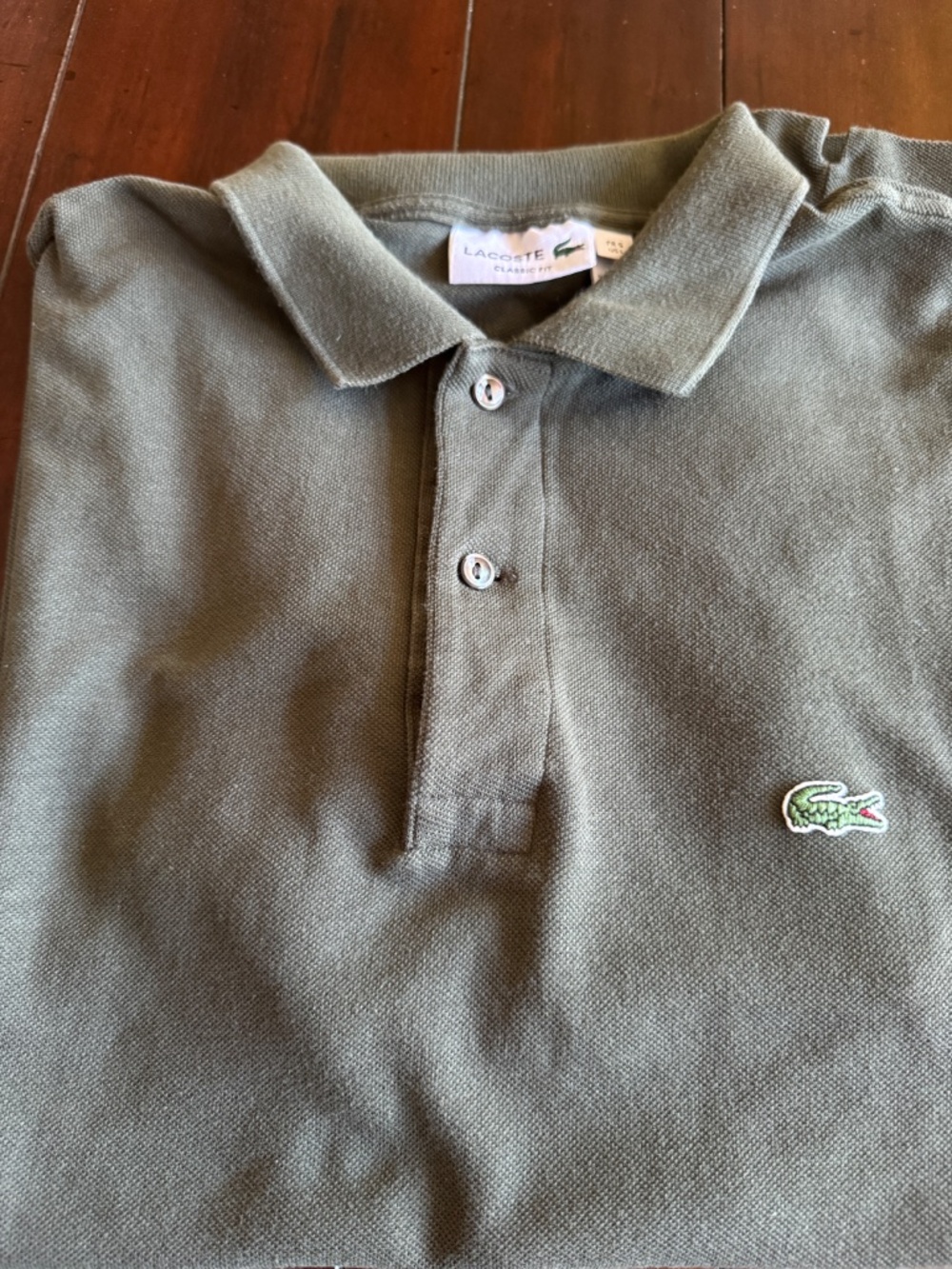 Lacoste Polo Olive Green Size 5